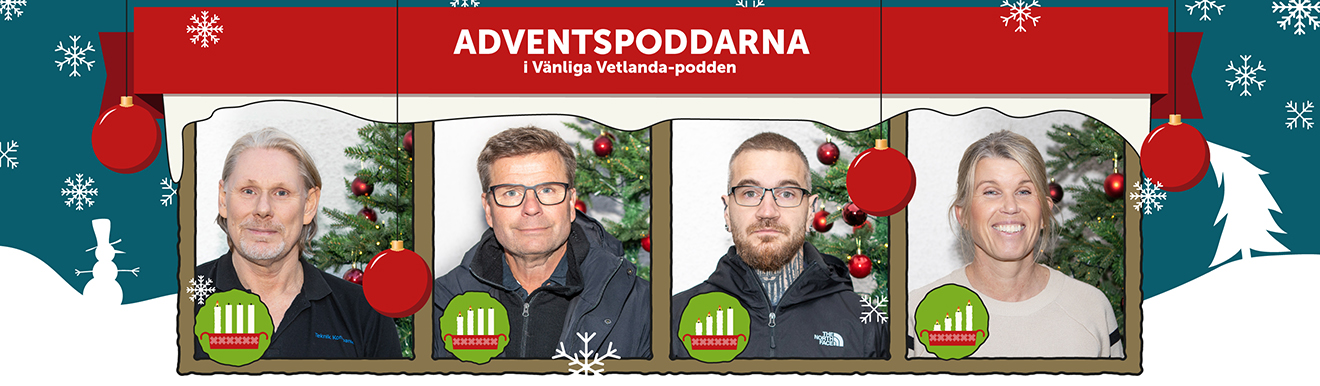 Adventspoddarna 2022: Stefan Lundin, Kenth Hultqvist, Joel Steinbach och Åsa Lilieqwisth.