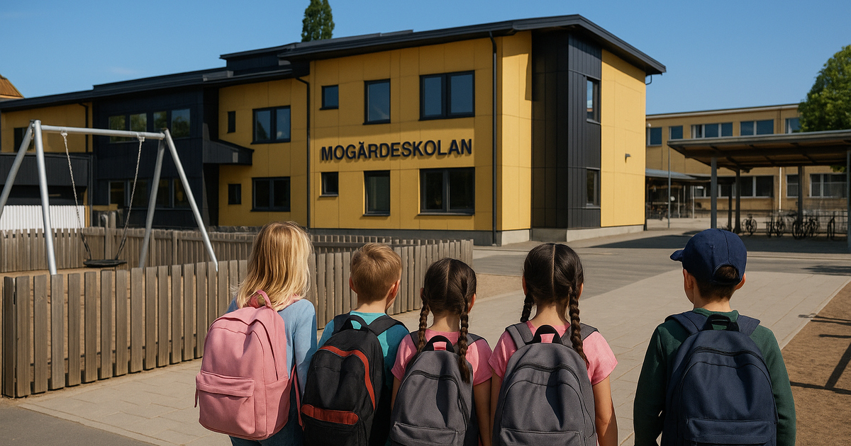 Elever på väg till skolan