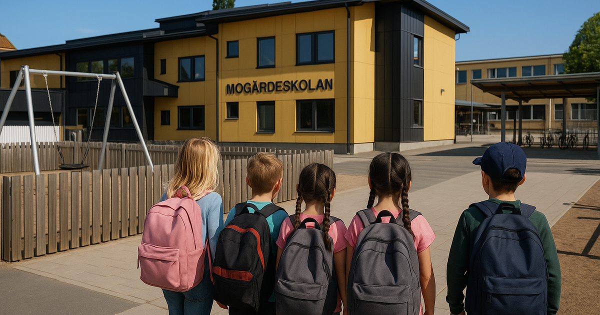 Elever på väg till skolan