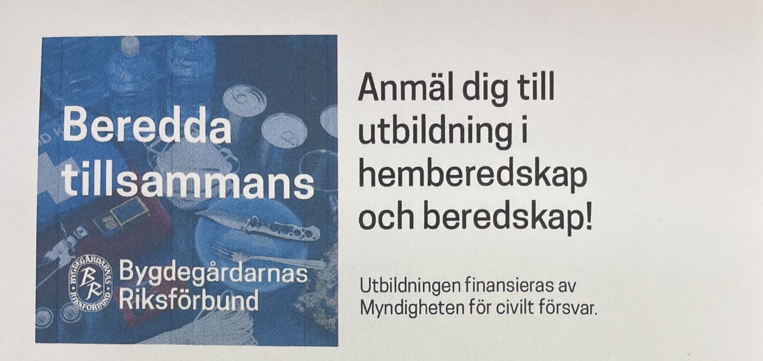 Text Beredda tillsamman. Logga Bygdegårdarnas Riksförbund