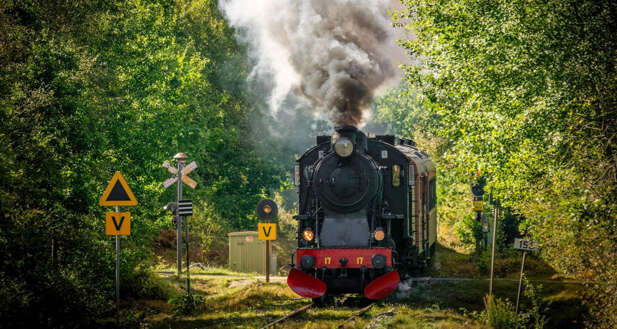 Ånglok KJ 17 med föreningens personvagnar. Foto: Jan Mark de Haan