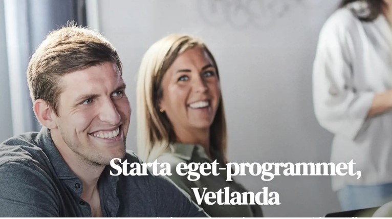 bild på två personer och text Starta eget-programmet i Vetlanda