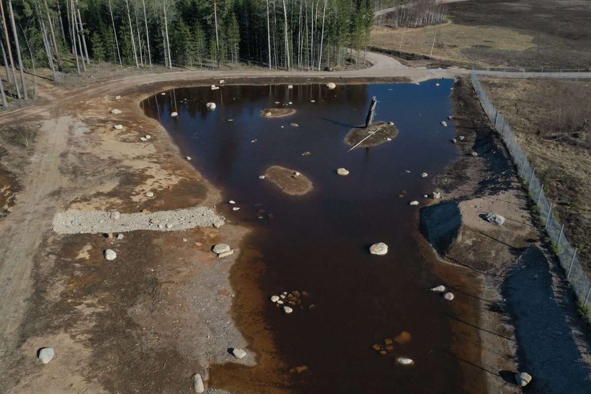 Färdigställd våtmark i Brunnsgård.