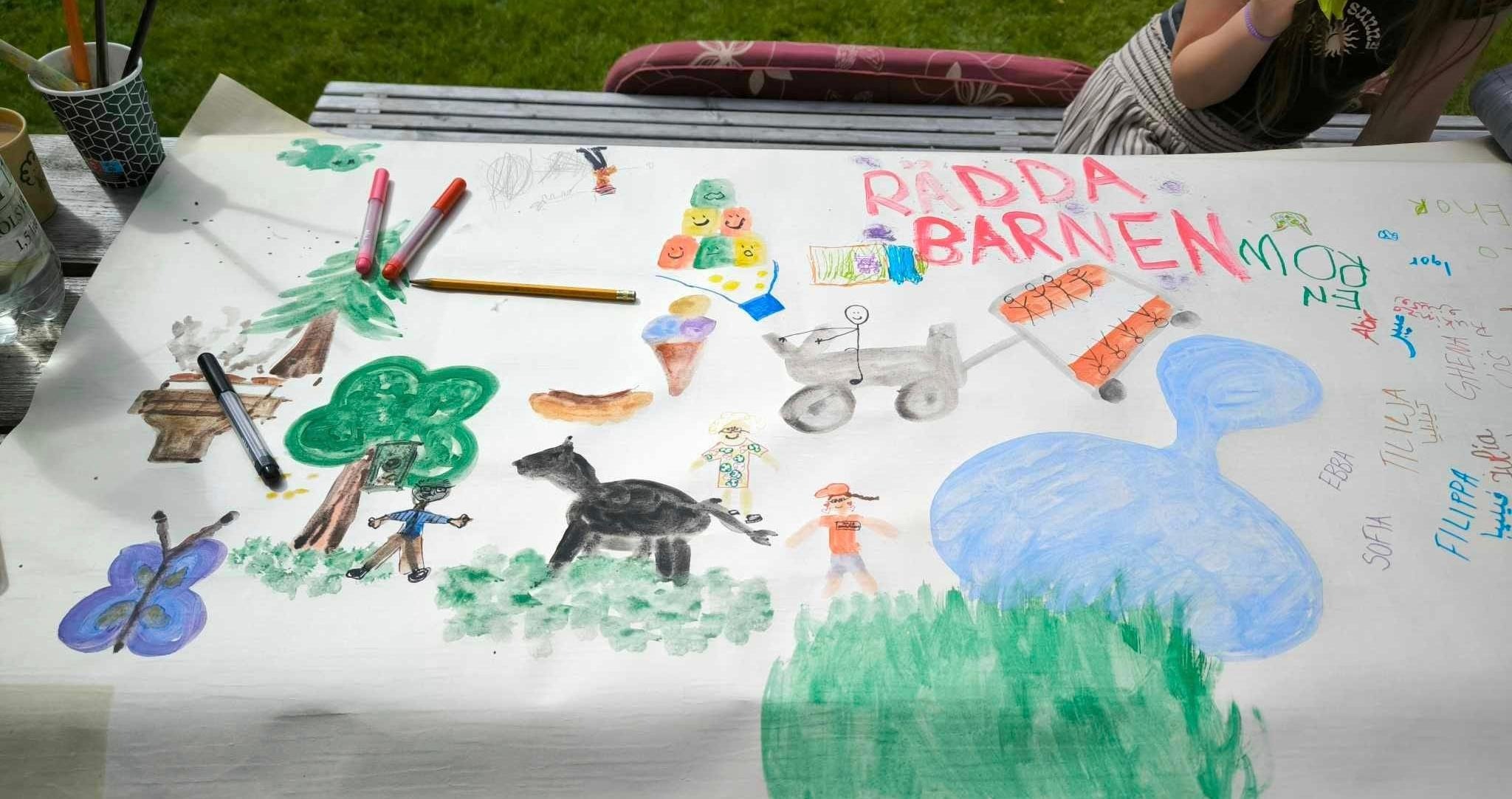 en bild där barn målat vad de gjort tidigare på vår sommarverksamhet